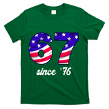 67 American Flag Vintage Meme 6-7 Meme T-Shirt - Green