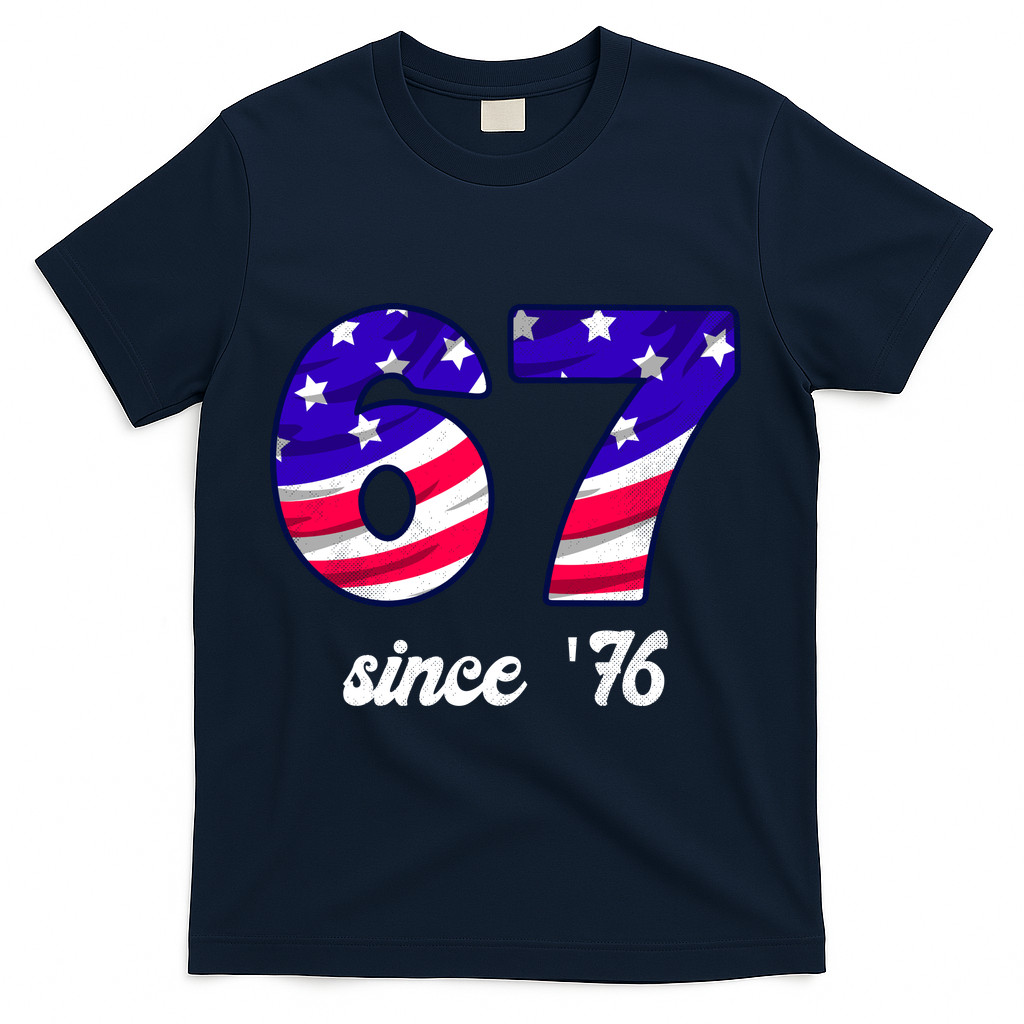 67 American Flag Vintage Meme 6-7 Meme T-Shirt - Navy