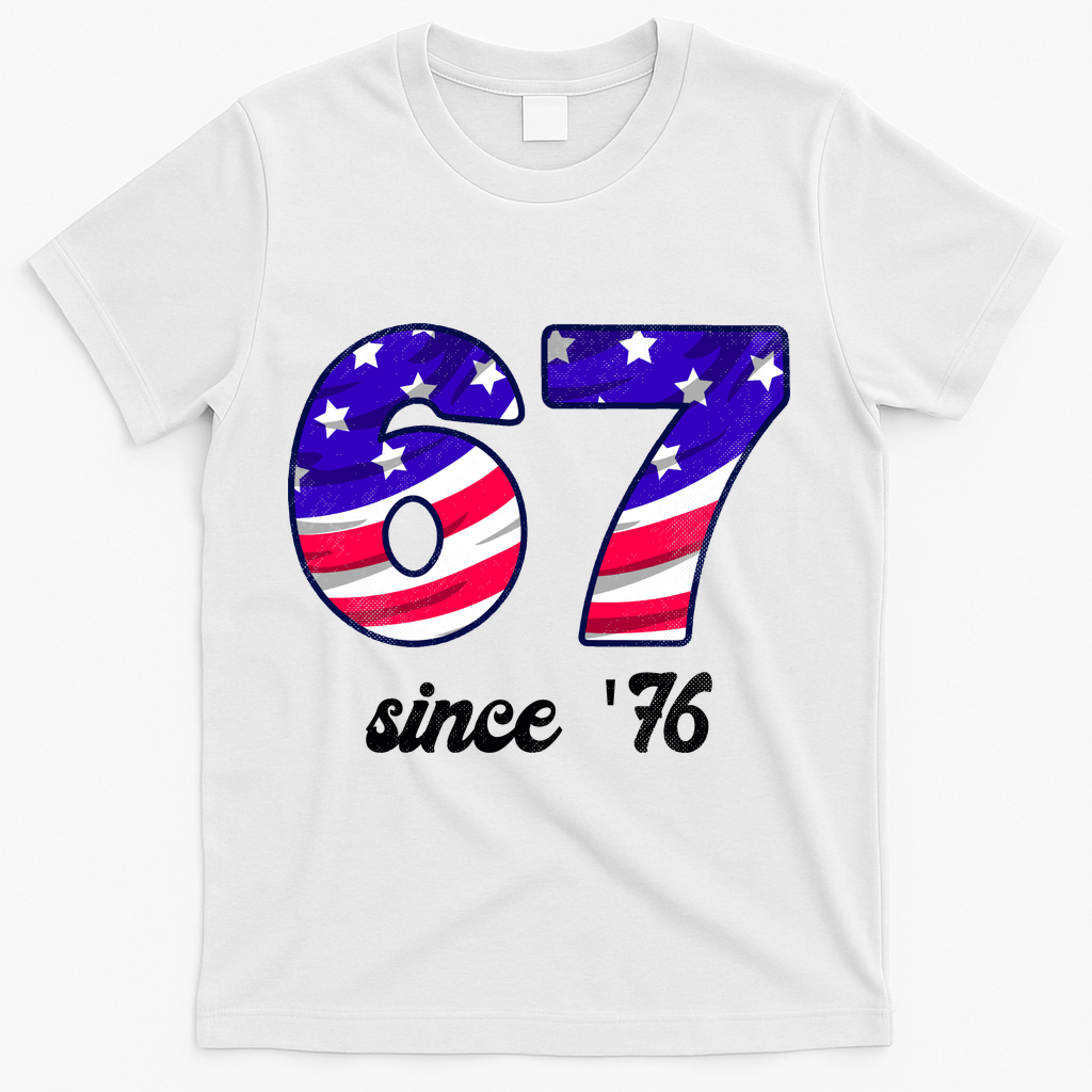 67 American Flag Vintage Meme 6-7 Meme T-Shirt - White