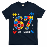 67 Autism Puzzle Six Seven T-Shirt - Navy