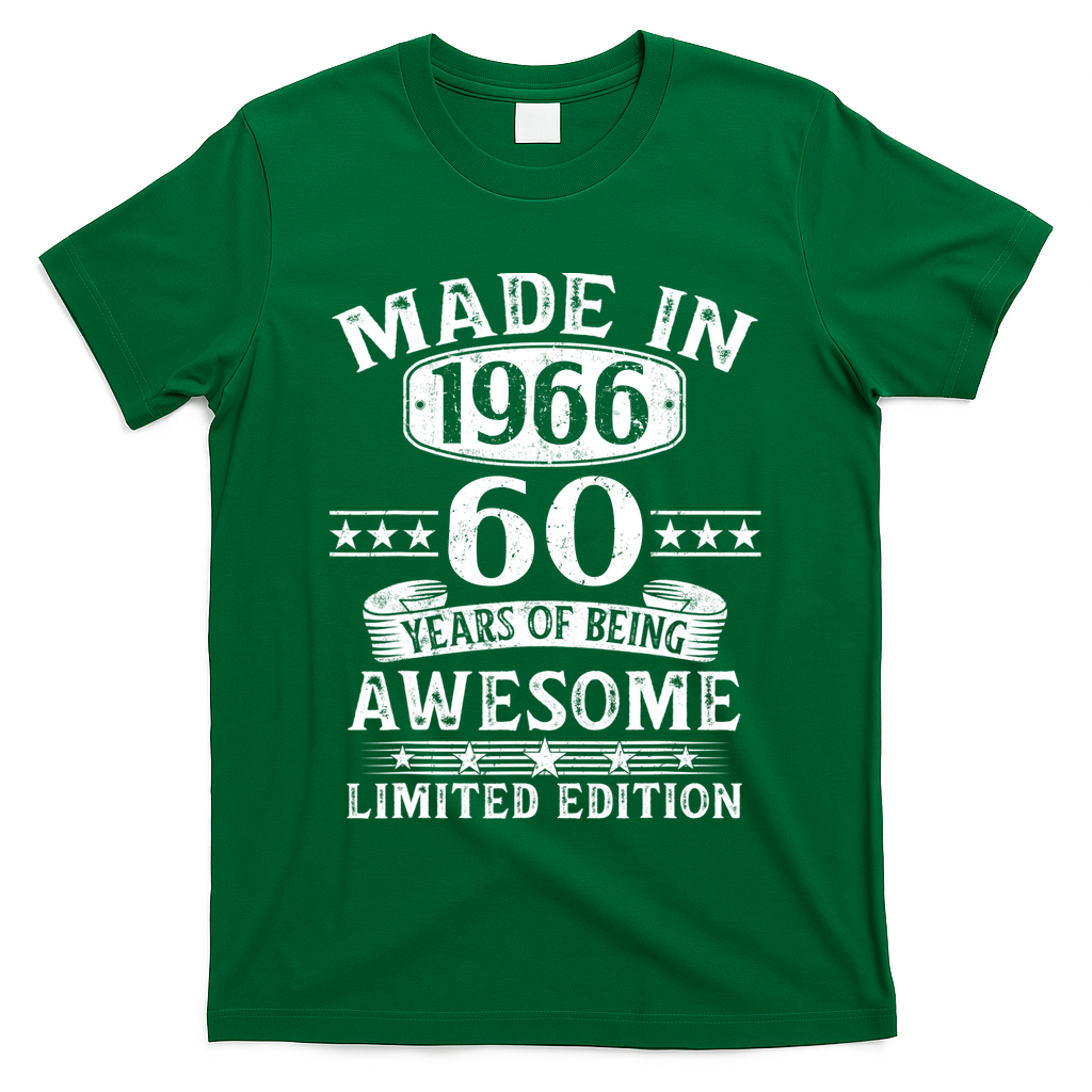 60th Birthday Made In 1966 60 Years Of Being Awesome Limited Edition T-Shirt