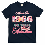 60th Birthday Pink Floral Made In 1966 Years Of Being Awesome T-Shirt