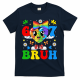 67 Bruh Puzzle Heart Autism Awareness T-Shirt - Navy