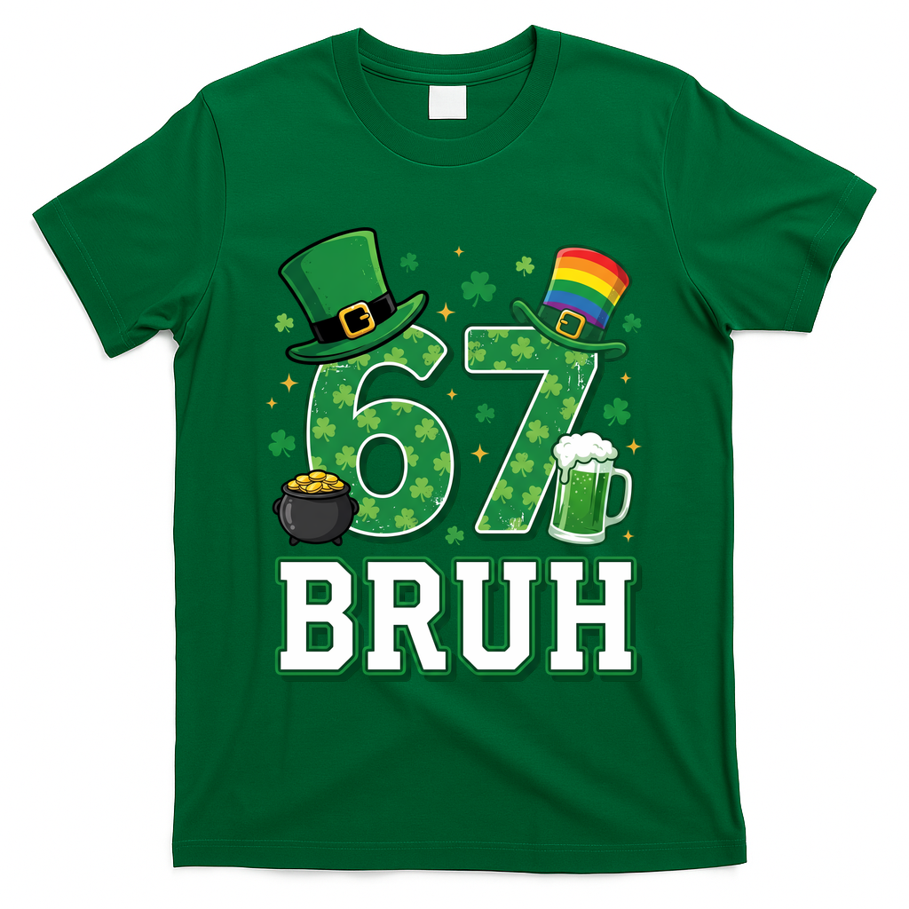 67 Bruh St Patrick?? Day 6-7 Funny Meme T-Shirt