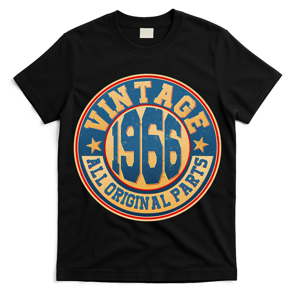 60th Birthday Vintage 1966 All Original Parts Shield Emblem  T-Shirt
