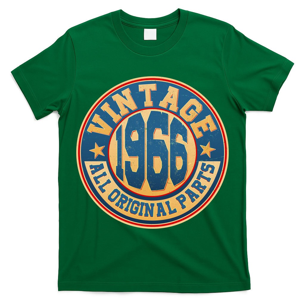 60th Birthday Vintage 1966 All Original Parts Shield Emblem  T-Shirt