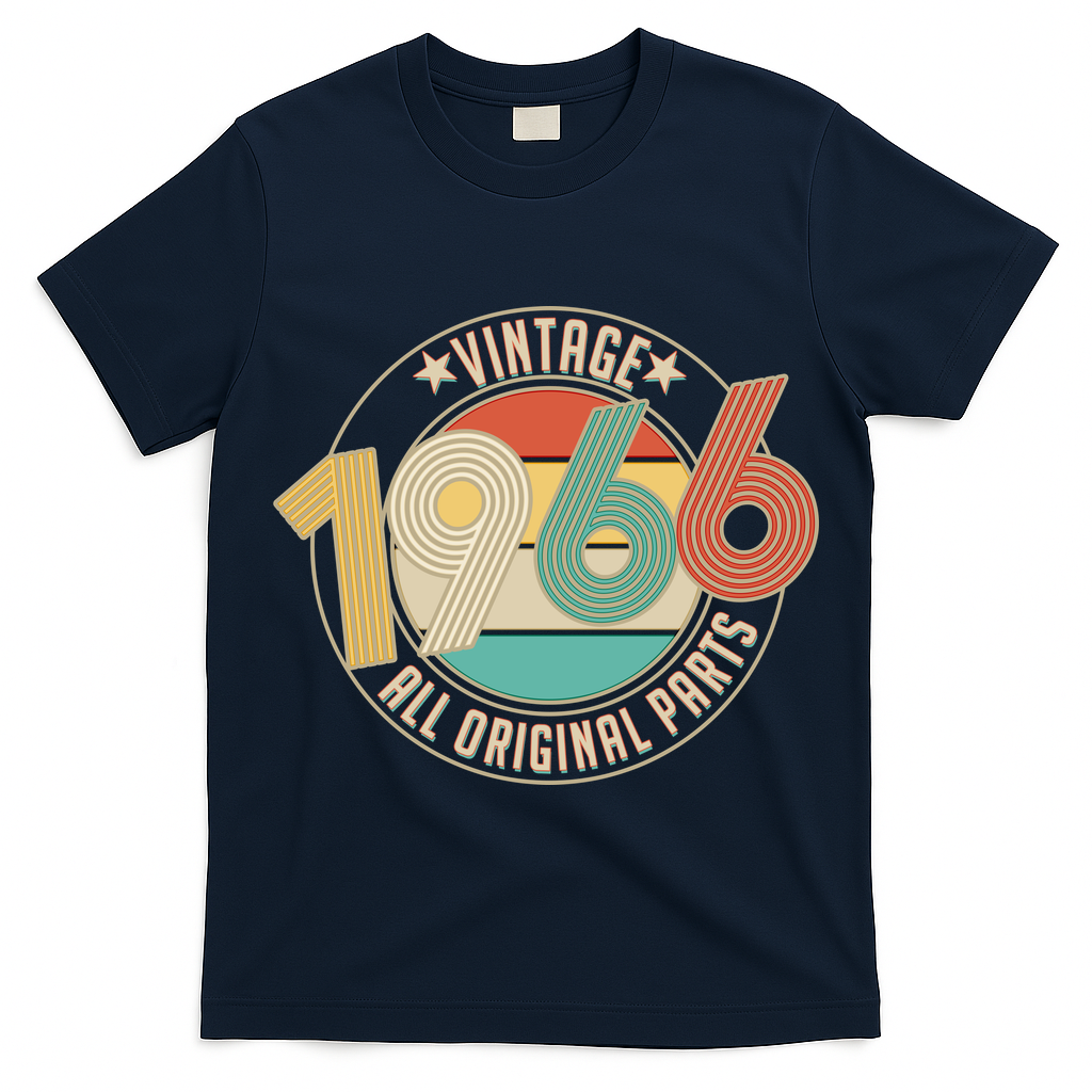 60th Birthday Vintage 1966 All Original Parts Emblem T-Shirt