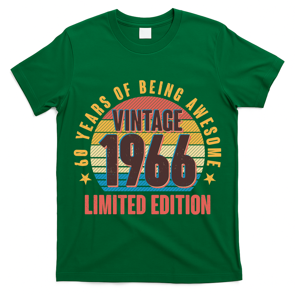 60th Birthday Vintage 1966 60 Years Of Being Awesome Limited Edition  T-Shirt