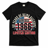 60th Birthday Vintage 1966 Limited Edition Years Of Being Awesome USA Flag  T-Shirt