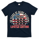 60th Birthday Vintage 1966 Limited Edition Years Of Being Awesome USA Flag  T-Shirt