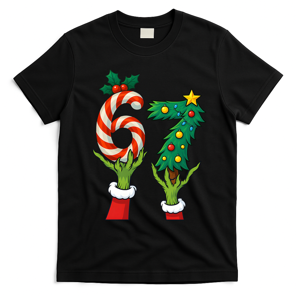 67 Christmas 6-7 Meme Hands Holiday Gen Alpha T-Shirt - Black