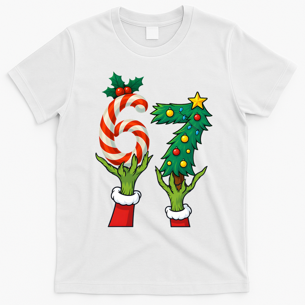 67 Christmas 6-7 Meme Hands Holiday Gen Alpha T-Shirt - White