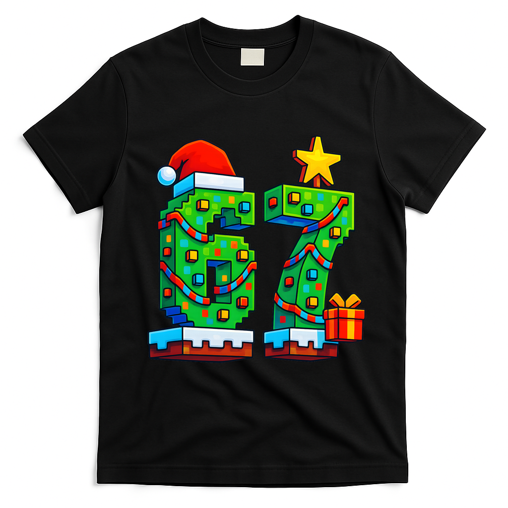 67 Christmas 6-7 Gaming School Meme Six Seven Gamer T-Shirt - Black