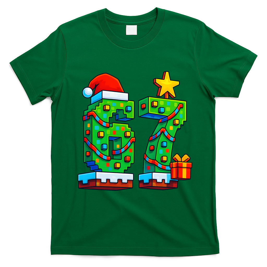 67 Christmas 6-7 Gaming School Meme Six Seven Gamer T-Shirt - Irish Green