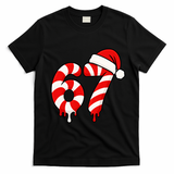 67 Christmas Candy Cane Number Sixty Seven Santa  T-Shirt - Black