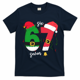 67 Christmas Funny 6-7 Meme Six Seven Xmas T-Shirt - Navy Blue