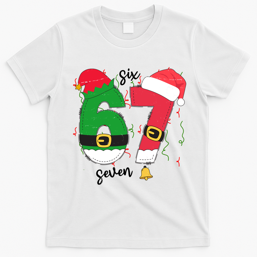 67 Christmas Funny 6-7 Meme Six Seven Xmas T-Shirt - White