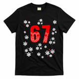 67 Christmas Snowflake Ugly Sweater 6-7 Meme T-Shirt - Black