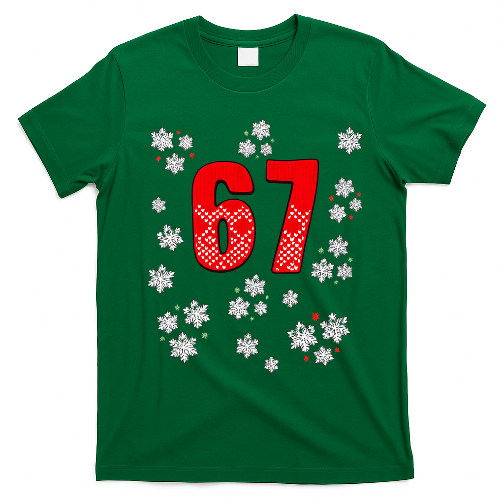 67 Christmas Snowflake Ugly Sweater 6-7 Meme T-Shirt - Irish Green
