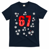 67 Christmas Snowflake Ugly Sweater 6-7 Meme T-Shirt - Navy Blue
