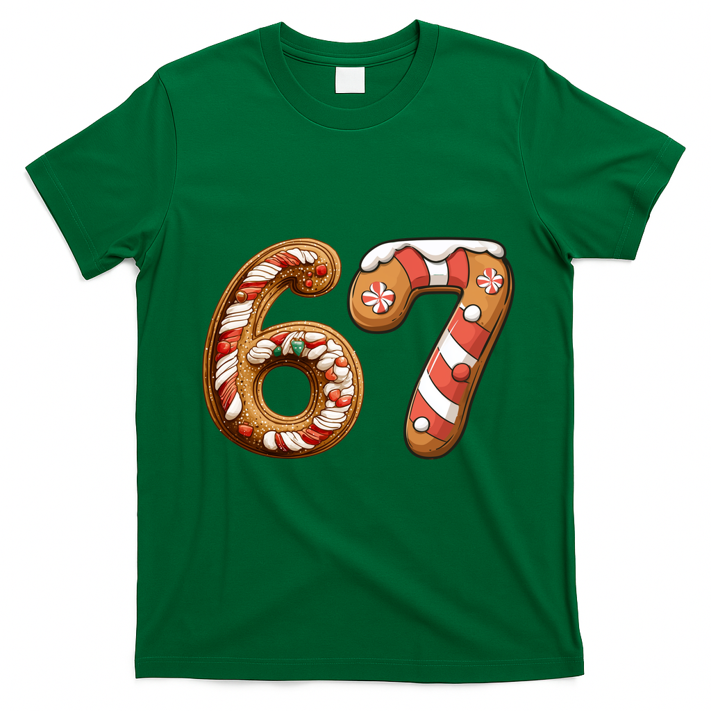 67 Christmas Six Seven Funny Meme Gingerbread Cookies T-Shirt - Irish Green