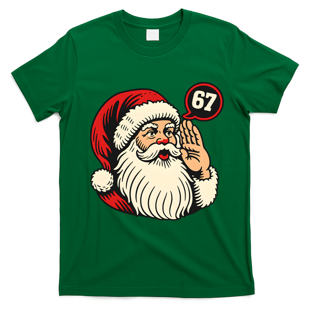 67 Christmas Six Seven Meme Brainrot Santa Claus T-Shirt - Irish Green