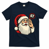 67 Christmas Six Seven Meme Brainrot Santa Claus T-Shirt - Navy Blue
