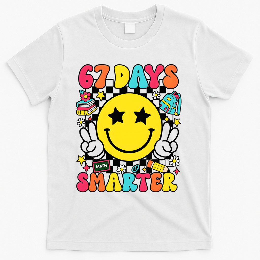 67th Day Of School 67 Days Smarter Students Teacher T-Shirt - White