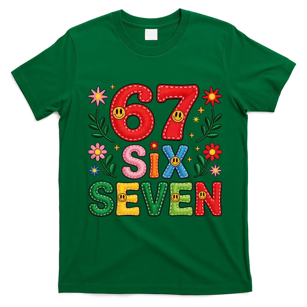 67 Funny 6-7 Christmas Meme T-Shirt - Irish Green