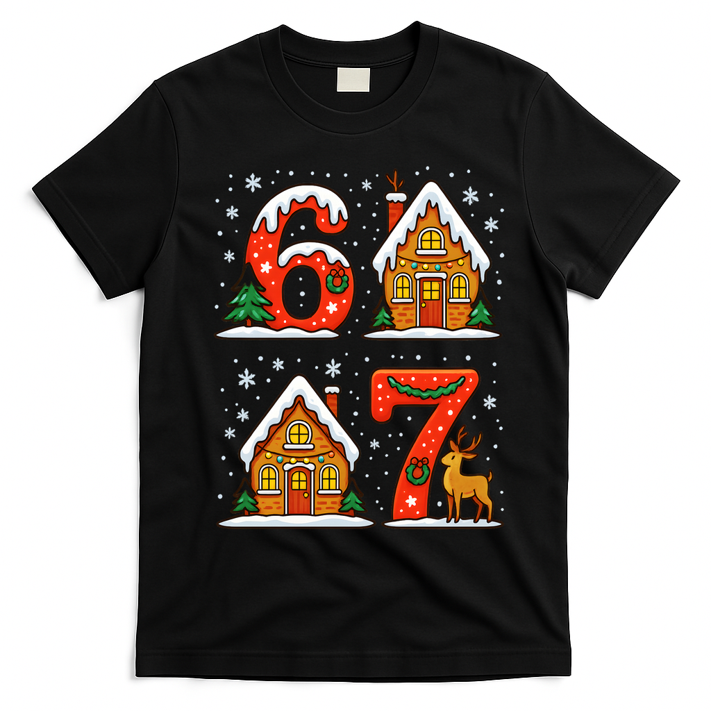 67 Funny Christmas Six Seven Ugly Sweater 6-7 T-Shirt - Black
