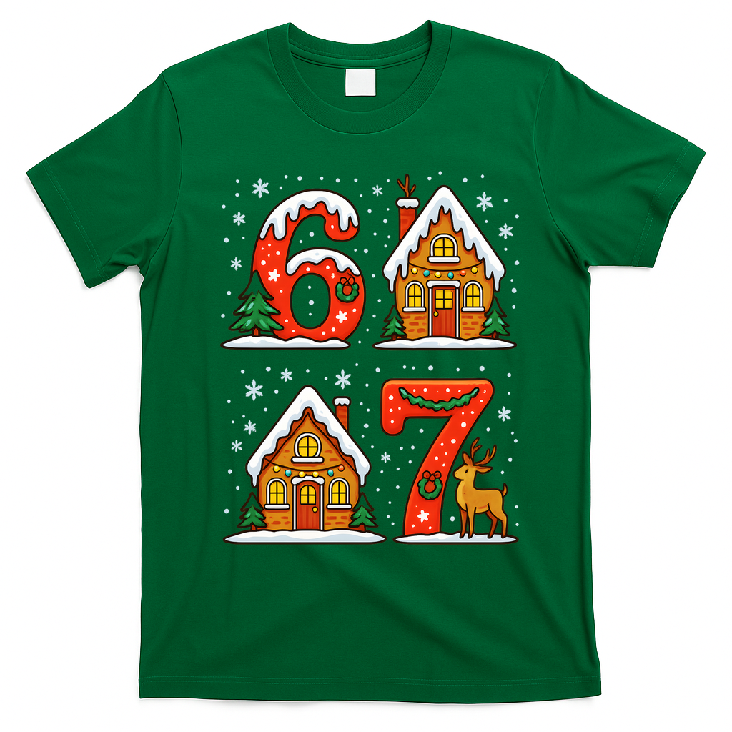 67 Funny Christmas Six Seven Ugly Sweater 6-7 T-Shirt - Irish Green