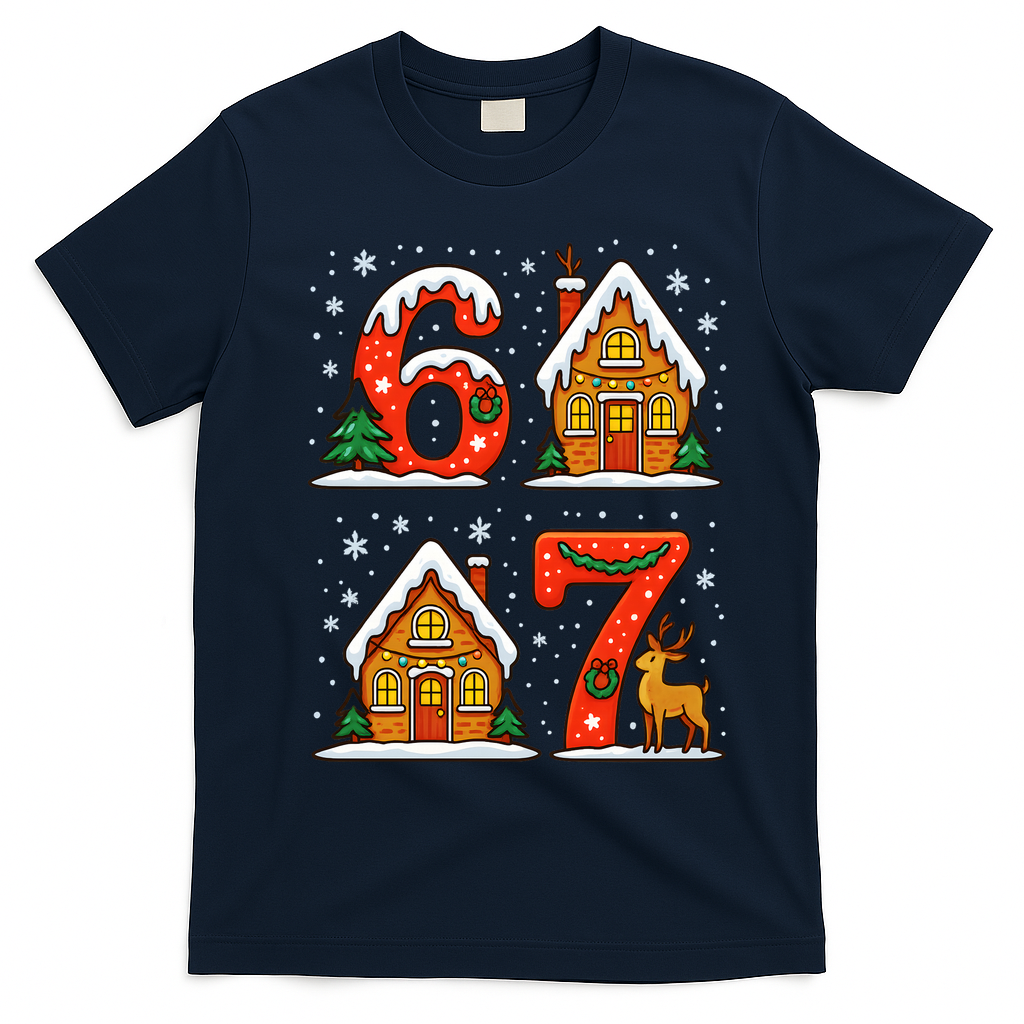 67 Funny Christmas Six Seven Ugly Sweater 6-7 T-Shirt - Navy Blue