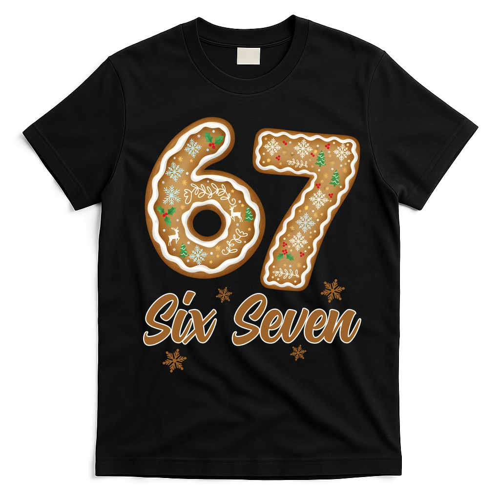 67 Gingerbread Funny Christmas 6-7 Meme T-Shirt - Black
