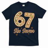 67 Gingerbread Funny Christmas 6-7 Meme T-Shirt - Navy Blue