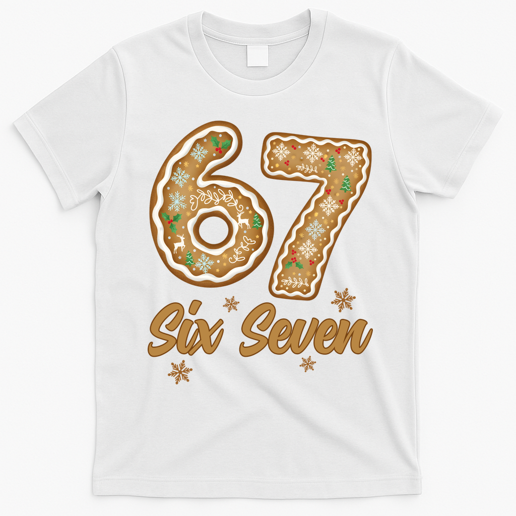 67 Gingerbread Funny Christmas 6-7 Meme T-Shirt - White