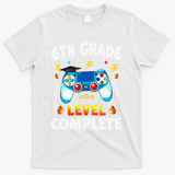 6Th Grade Level Complete School Graduation Video Gamer T-Shirt - White
