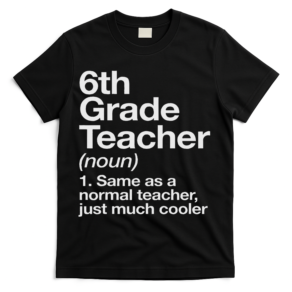 6th Grade Teacher Definition Funny Back To School First Day T-Shirt - Black