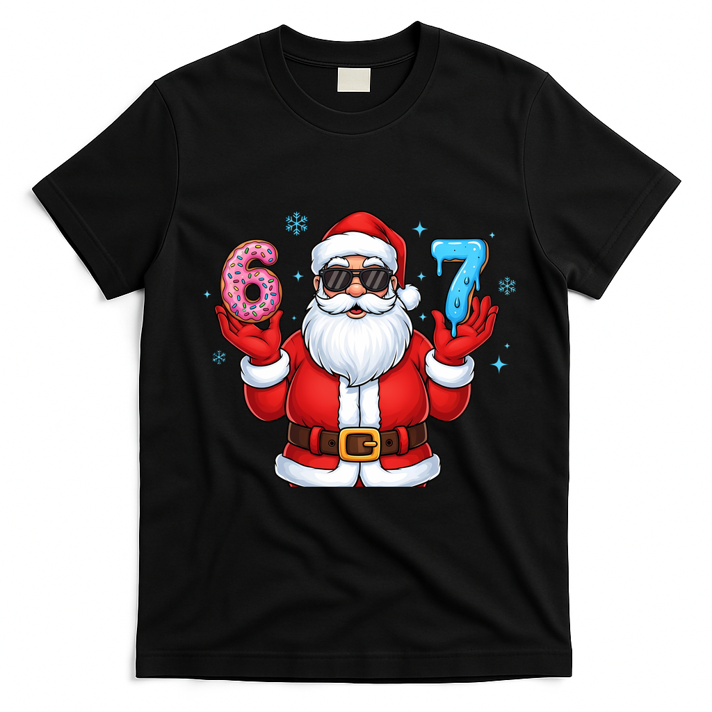 6-7 Meme Cool Santa Claus 67 T-Shirt - Black