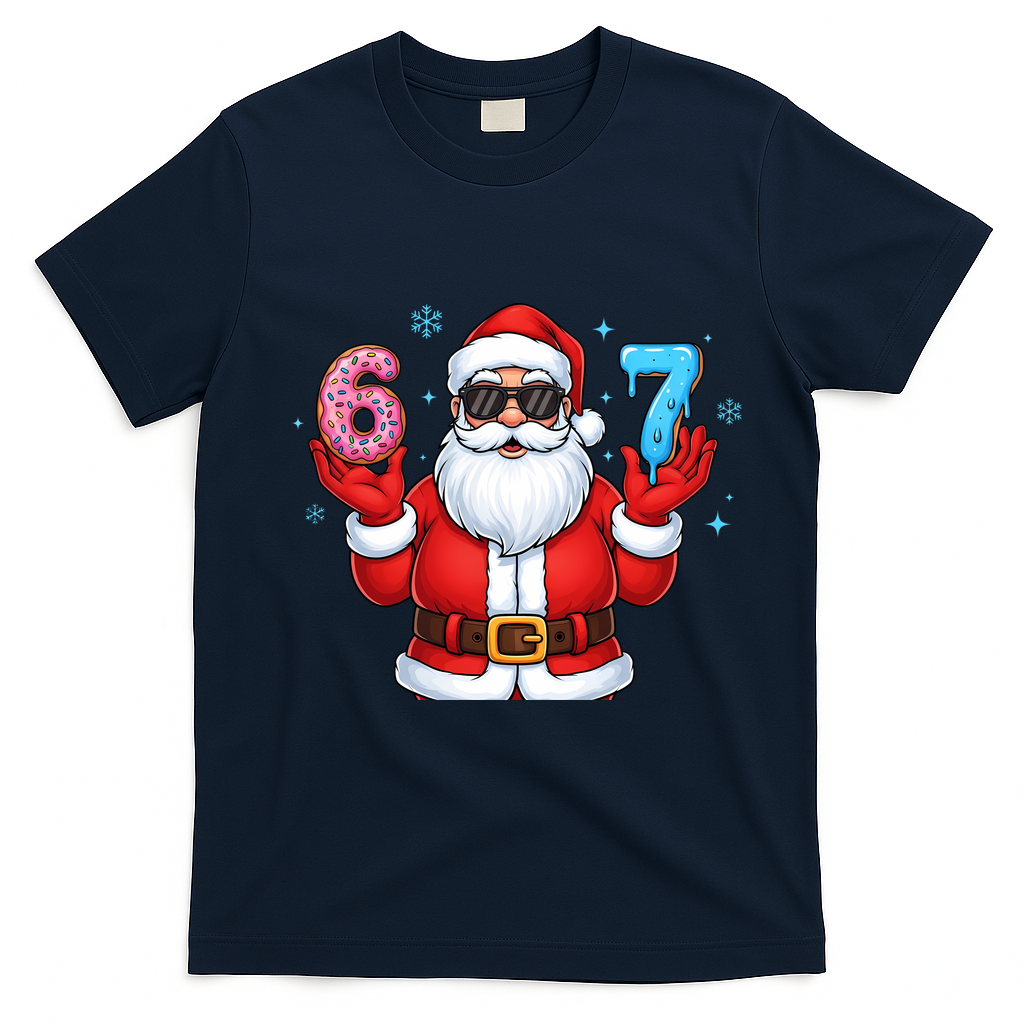 6-7 Meme Cool Santa Claus 67 T-Shirt - Navy Blue