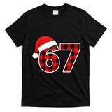 67 Meme Funny Christmas Red Plaid Xmas Slang T-Shirt - Black