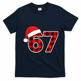 67 Meme Funny Christmas Red Plaid Xmas Slang T-Shirt - Navy Blue