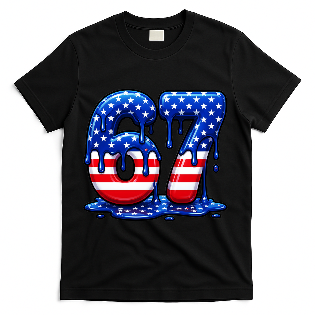 6-7 Meme USA Stars Patriotic 67 Six Seven 4th Of July T-Shirt - Black