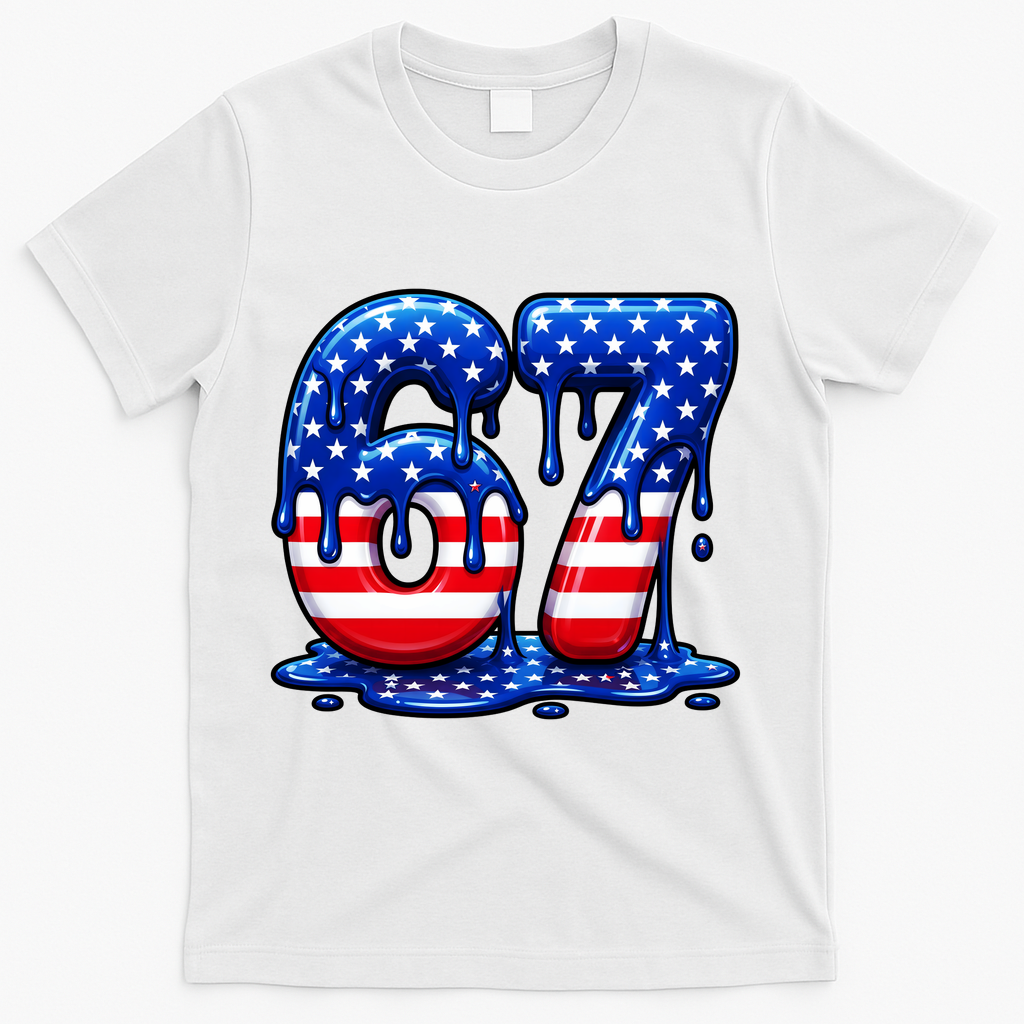 6-7 Meme USA Stars Patriotic 67 Six Seven 4th Of July T-Shirt - White