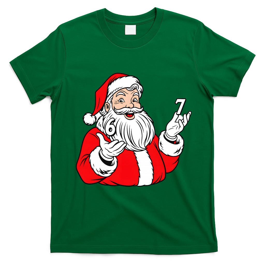 6-7 Santa Claus Christmas  T-Shirt - Irish Green