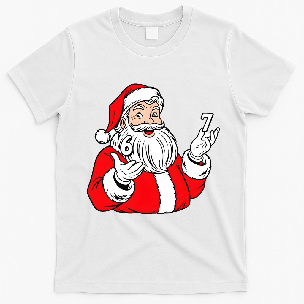 6-7 Santa Claus Christmas  T-Shirt - White