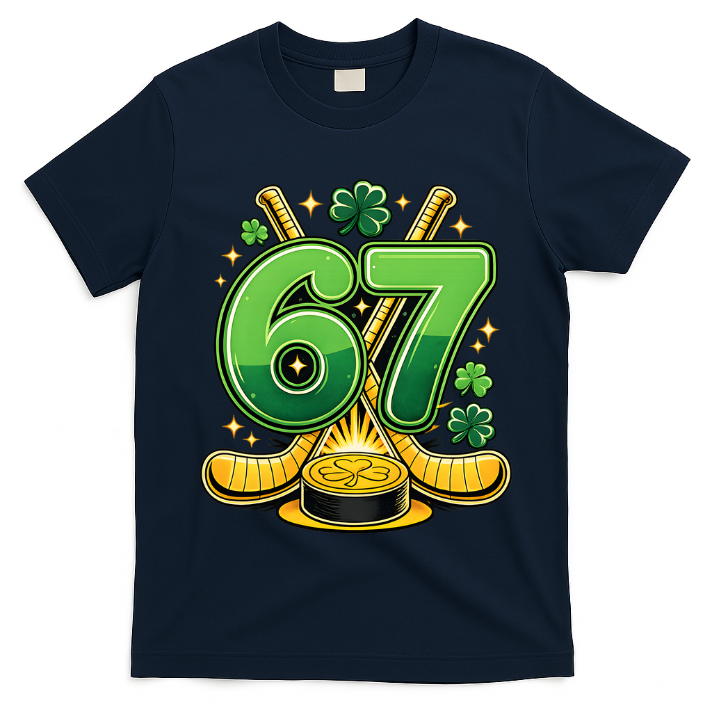 67 St Patricks Day Hockey Clover 6-7 Meme T-Shirt