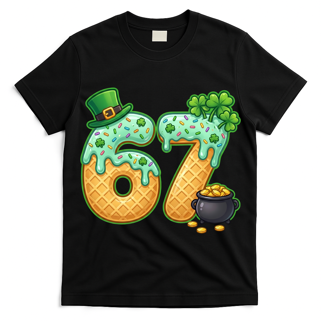 67 St Patricks Day 6-7 Meme Donut Ice Cream Drip T-Shirt