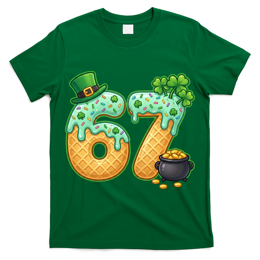 67 St Patricks Day 6-7 Meme Donut Ice Cream Drip T-Shirt