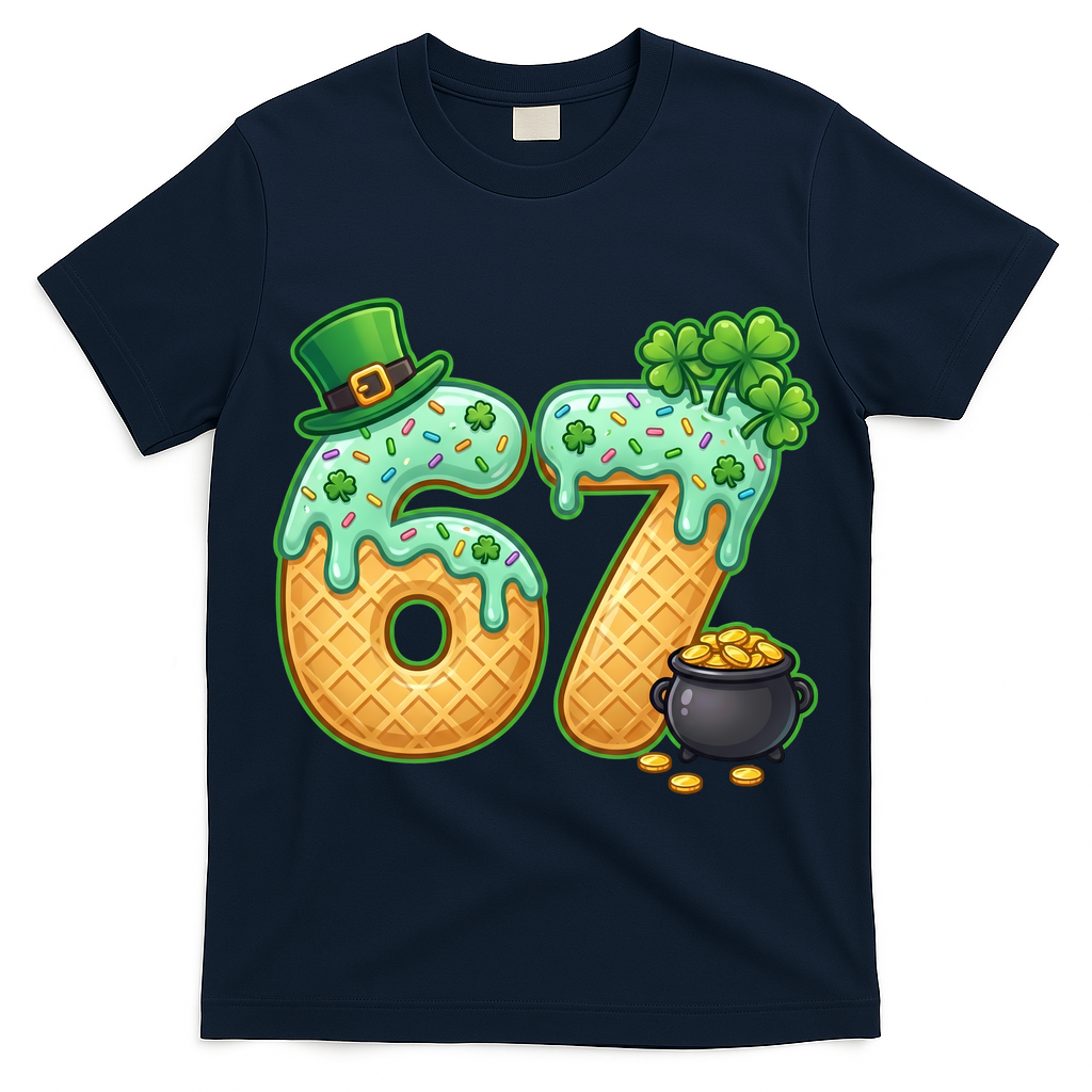 67 St Patricks Day 6-7 Meme Donut Ice Cream Drip T-Shirt