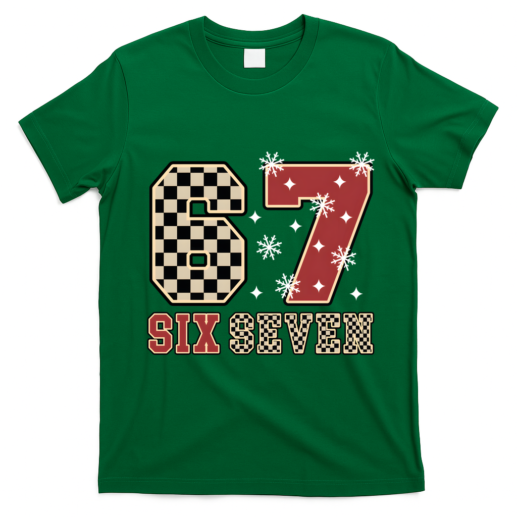 67 Six Seven Number Meme Funny Festive Christmas T-Shirt - Irish Green